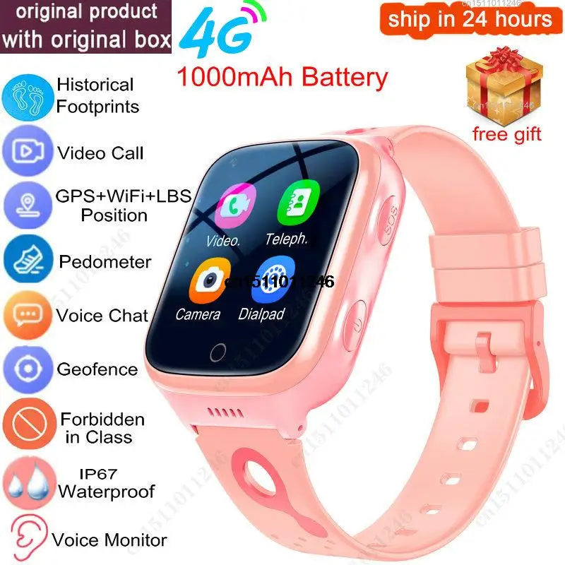 4G Smart Watch Kids GPS WiFi 1000mAh Video Call Tracker