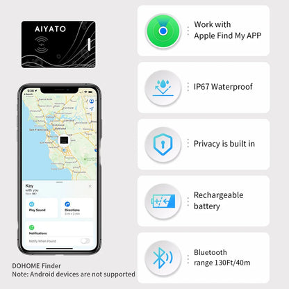 Aiyato Smart GPS Tracker Card Magnetic Charge Locator