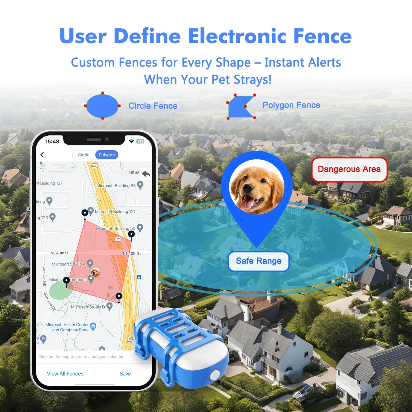 ‌4G Dog Cat GPS Tracker for Pets - Waterproof Smart Locator