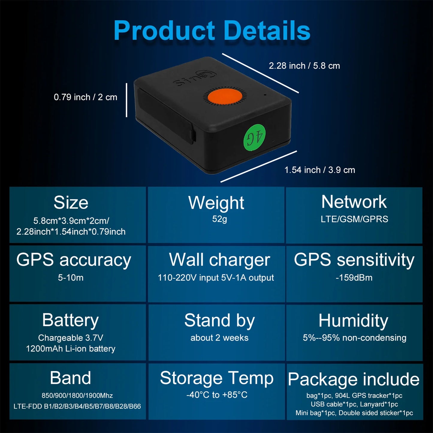 SinoTrack ST-904L – Mini 2G/4G GPS Tracker with Battery & App